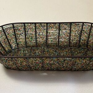 Beaded oval shaped basket
